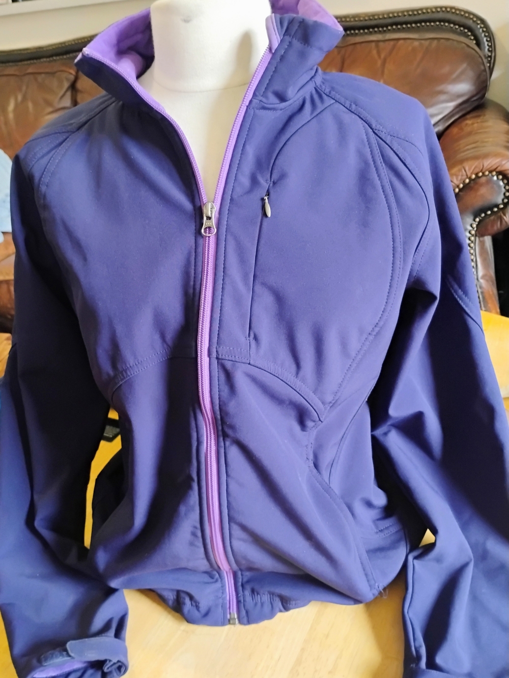 Kirklands Purple Bomber-Style Softshell Jacket with Lavender Trim